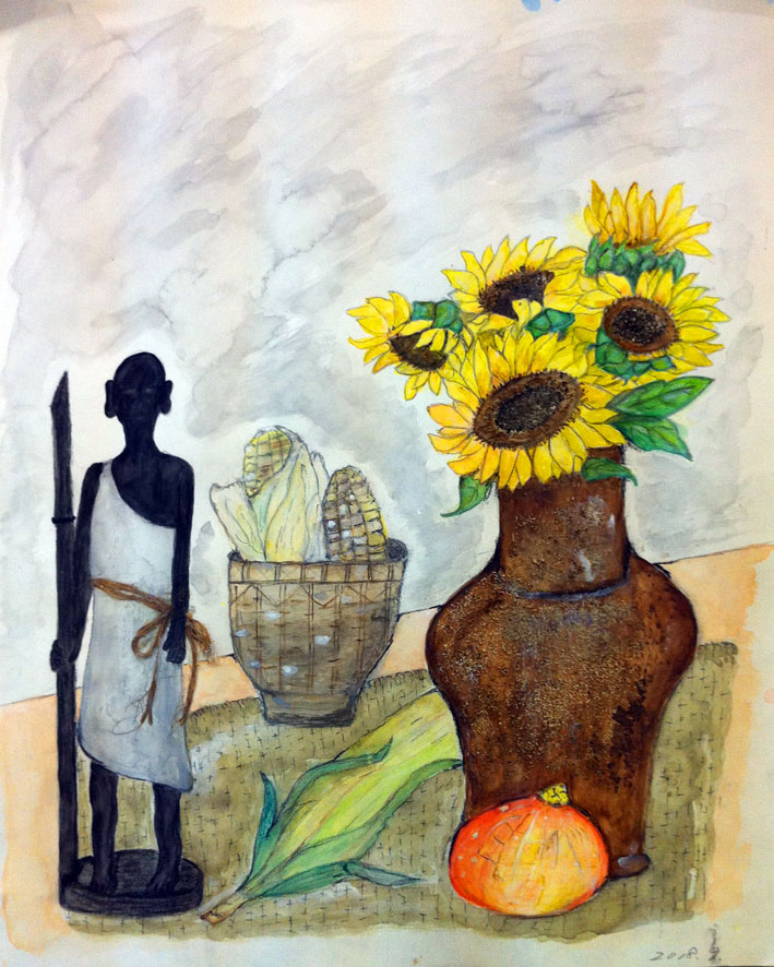 絵画教室 生徒作品：アフリカ/水彩画