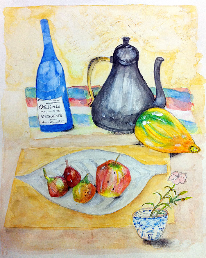 絵画教室 生徒作品：楽しい食卓/水彩画