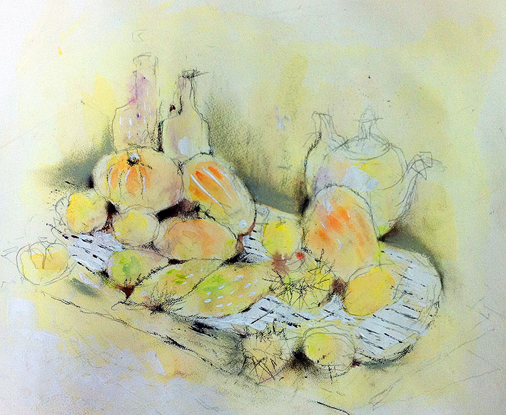 絵画教室 生徒作品：秋の収穫/水彩画